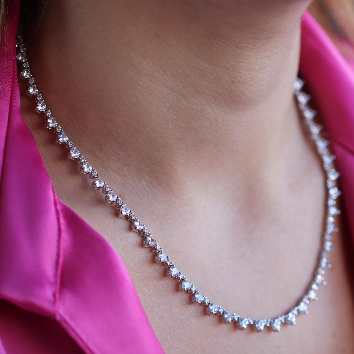 Kalpli Su Yolu Zirkon Taşlı Gümüş Kolye