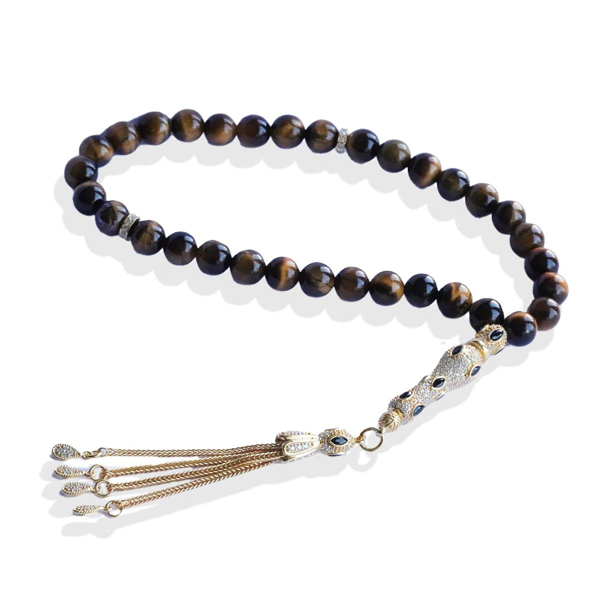 Kaplangözü Doğaltaşlı Gold Gümüş Tesbih