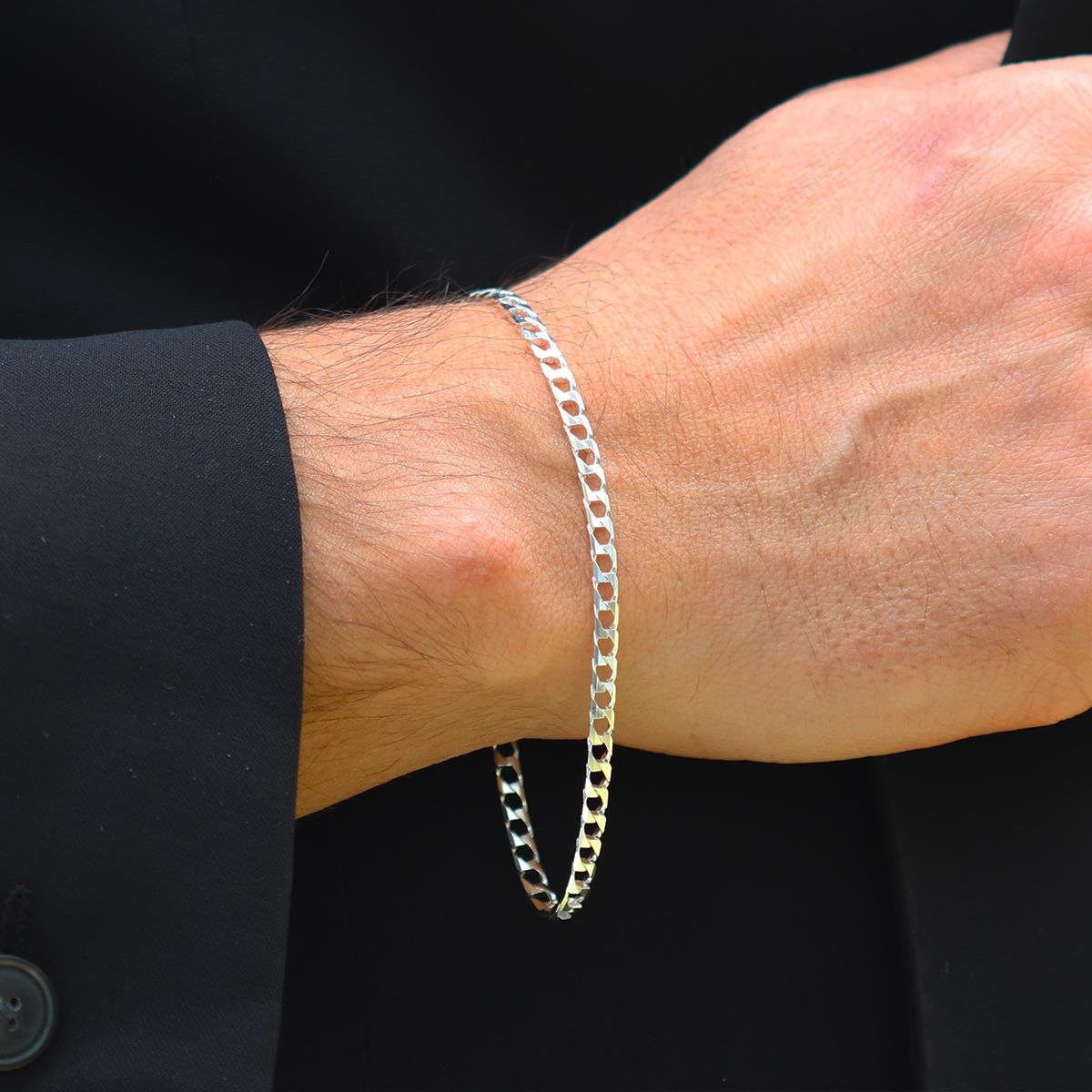 Kare Gurmet 3mm Gümüş Erkek Bileklik