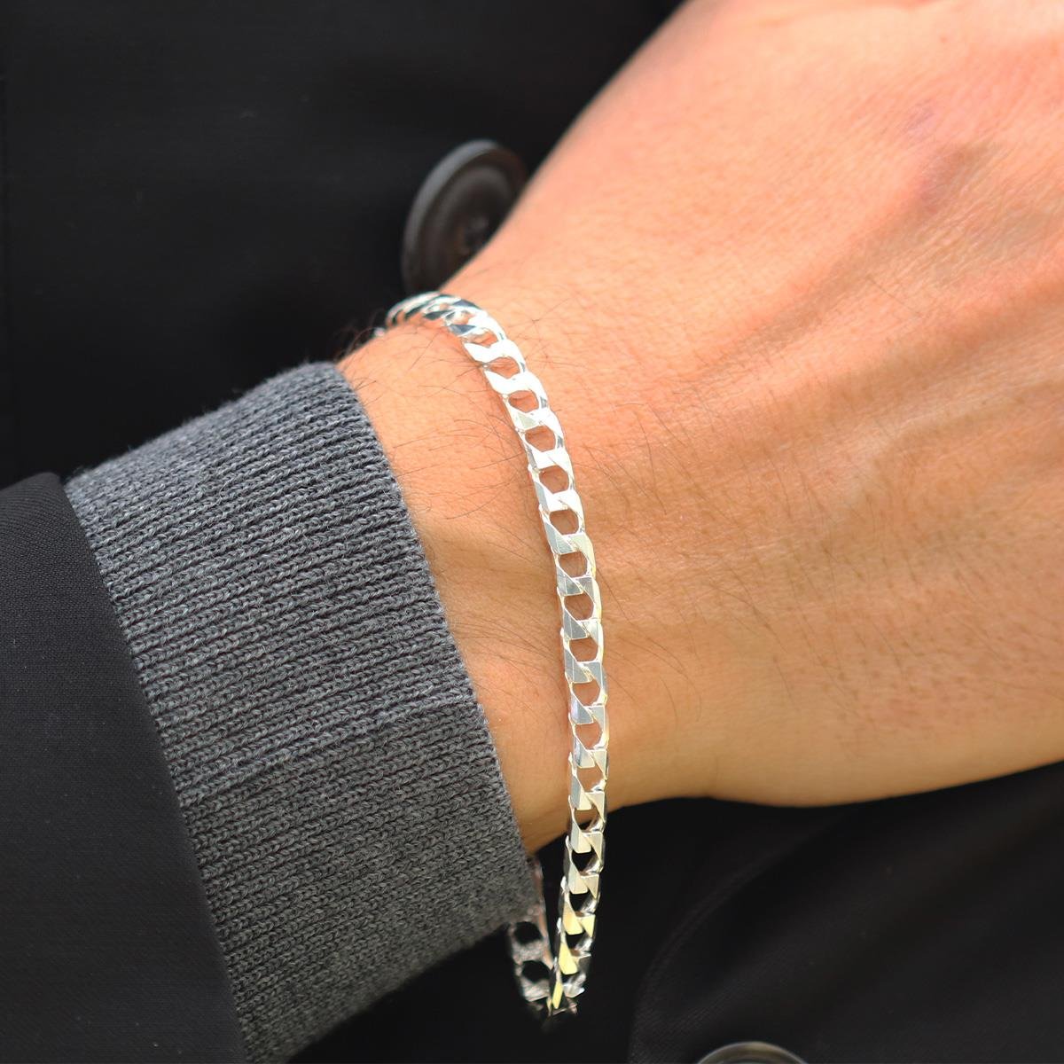 Kare Gurmet Modeli 5mm Gümüş Erkek Bileklik