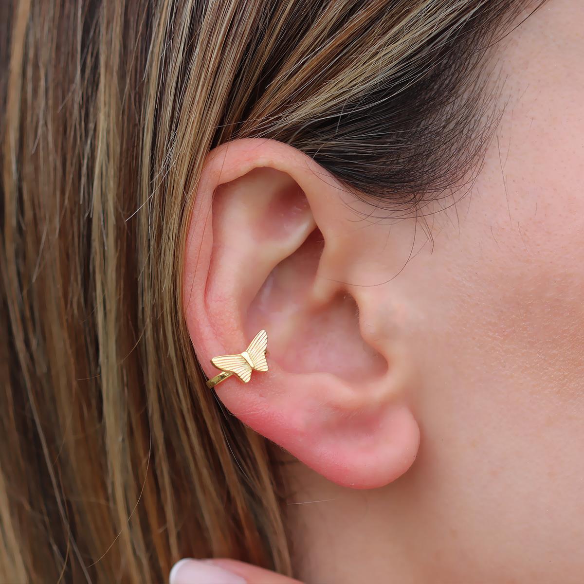 Kelebek Modeli Gold Kaplama Gümüş Kıkırdak