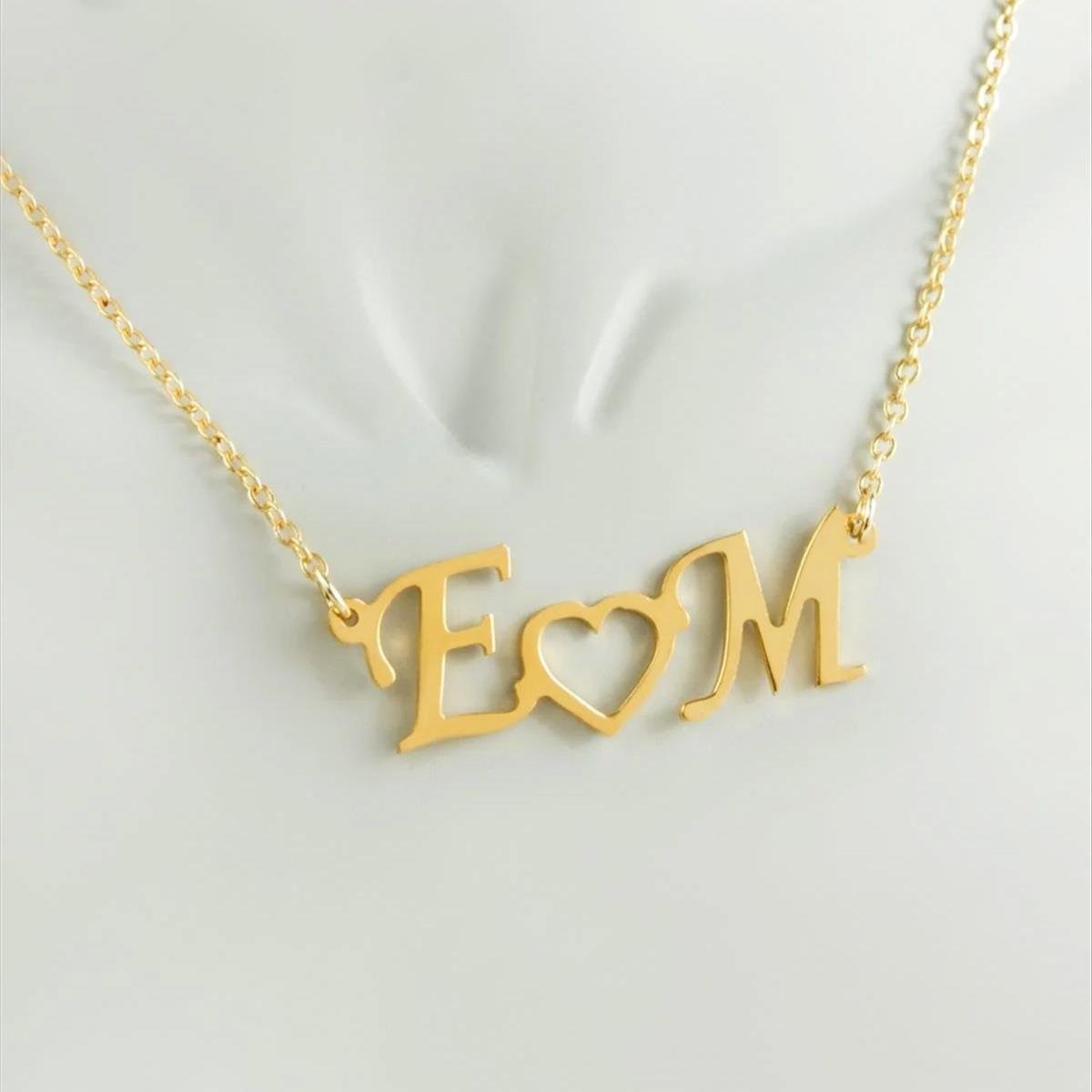 Kişiye Özel Harfli Kalp Gümüş Kolye 