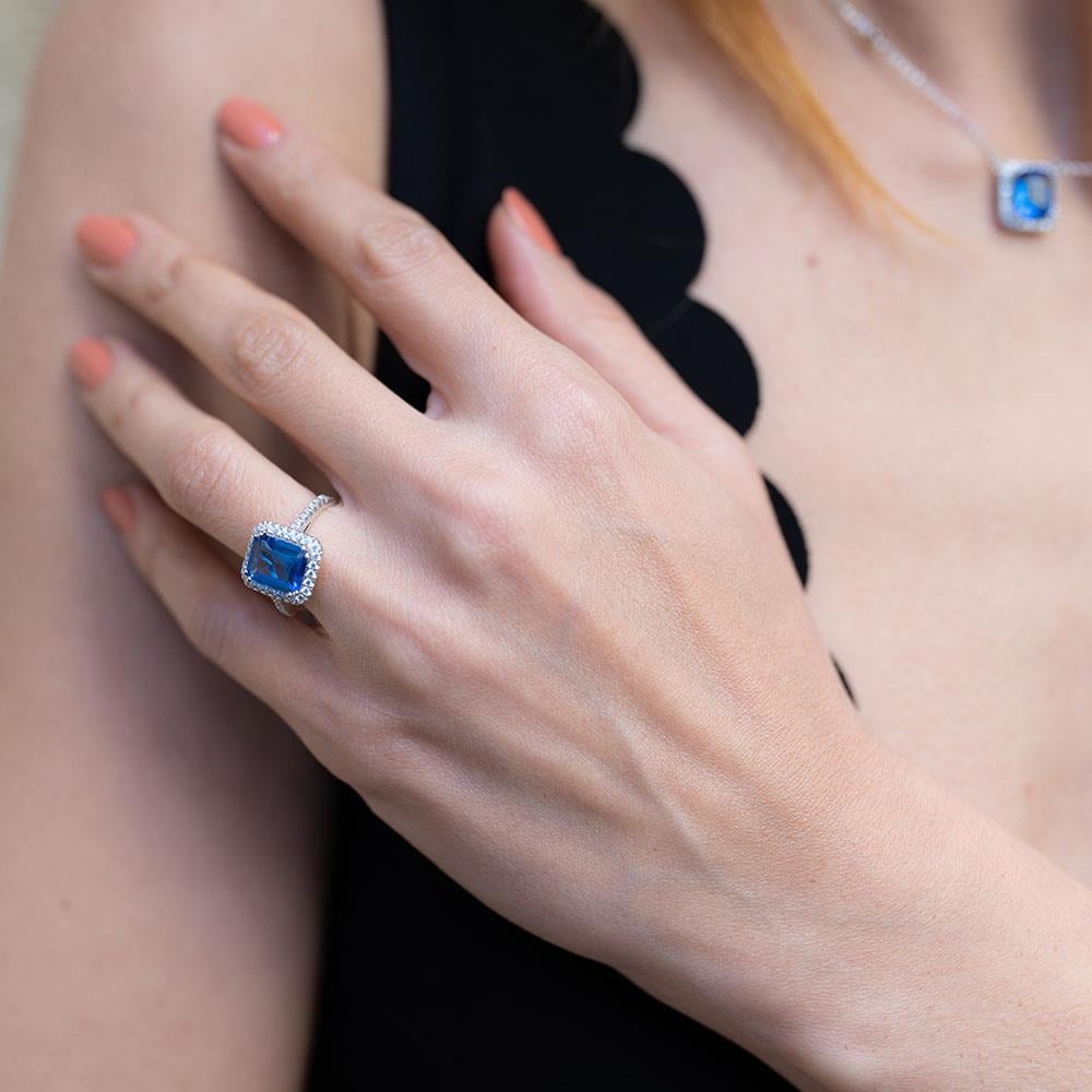 Kök Safir Taşlı 925 Ayar Gümüş Pırlanta Montür Takım