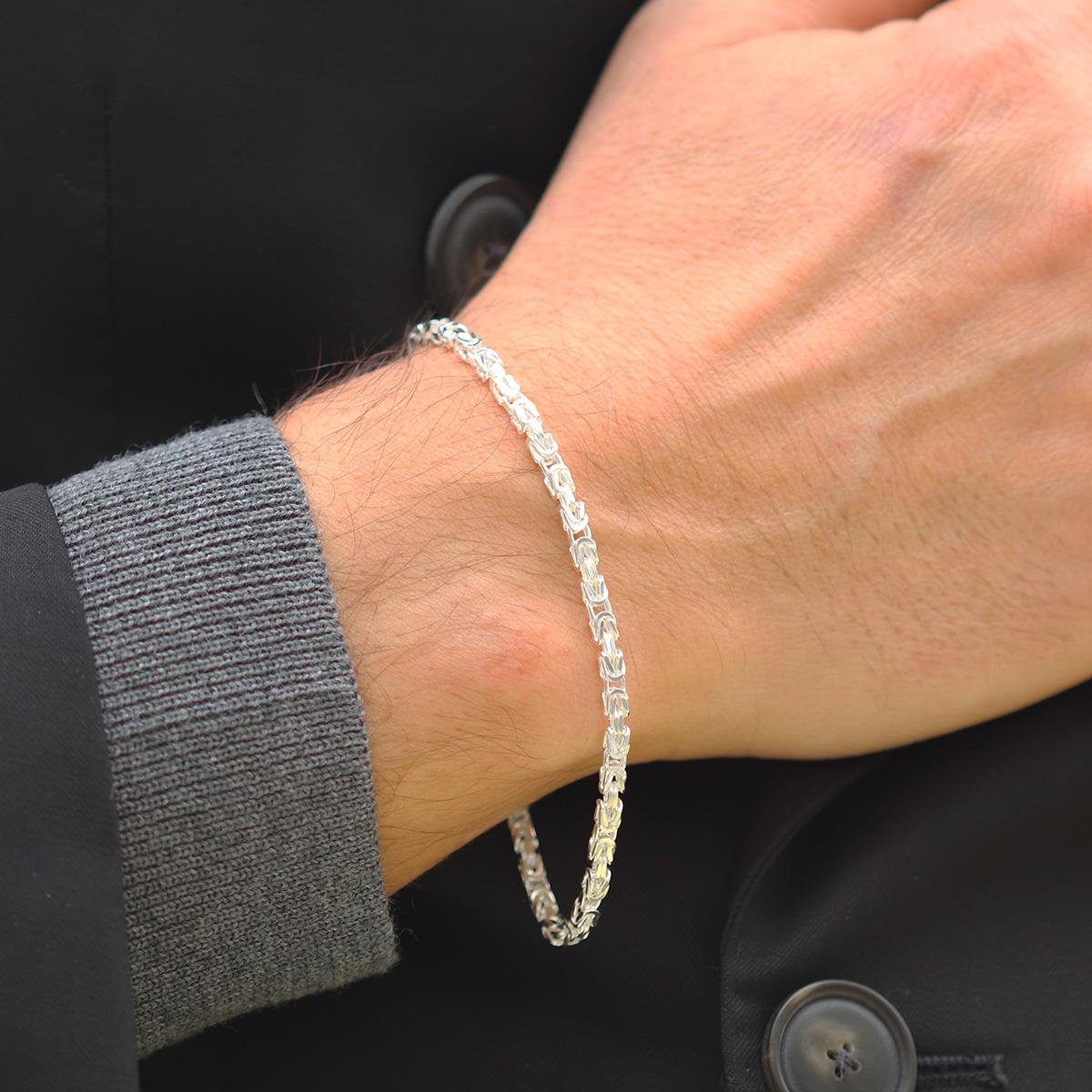 Kral Modeli 3mm Gümüş Erkek Bileklik