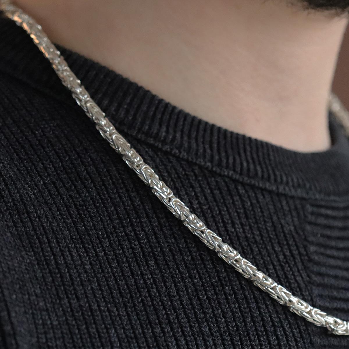 Kral Modeli Oksitsiz 55cm 4mm Gümüş Kolye