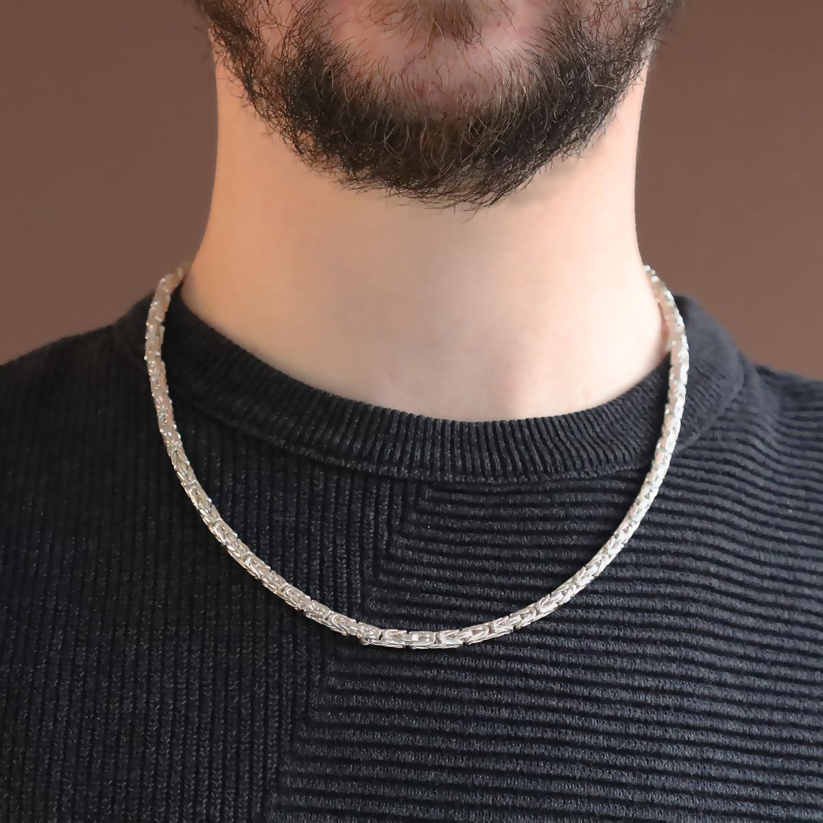 Kral Modeli Oksitsiz 55cm 4mm Gümüş Kolye