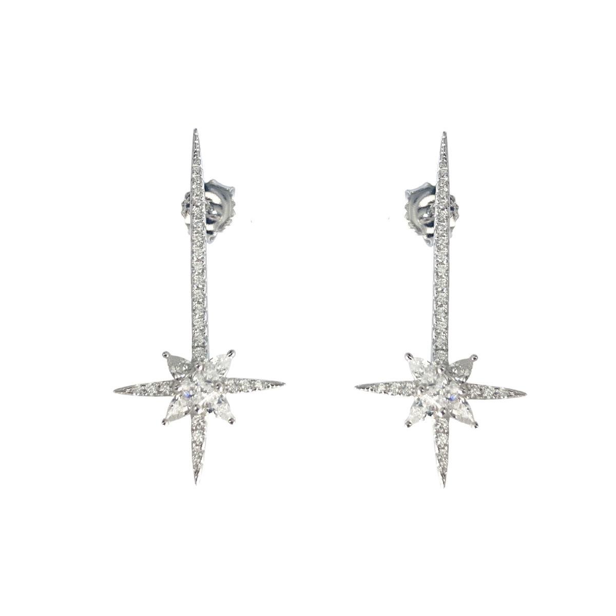 Kutup Yıldızı Sarkıt Gümüş Küpe