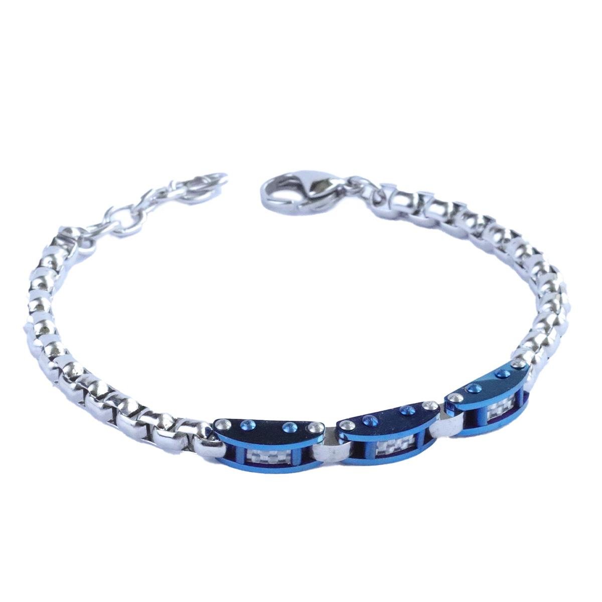 Lacivert Çift Renkli Çelik Erkek Bileklik