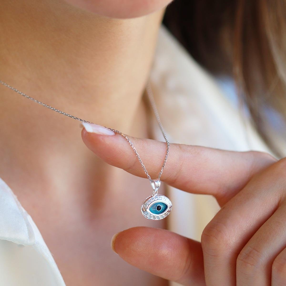 Mekik Camgöz Gümüş Kolye