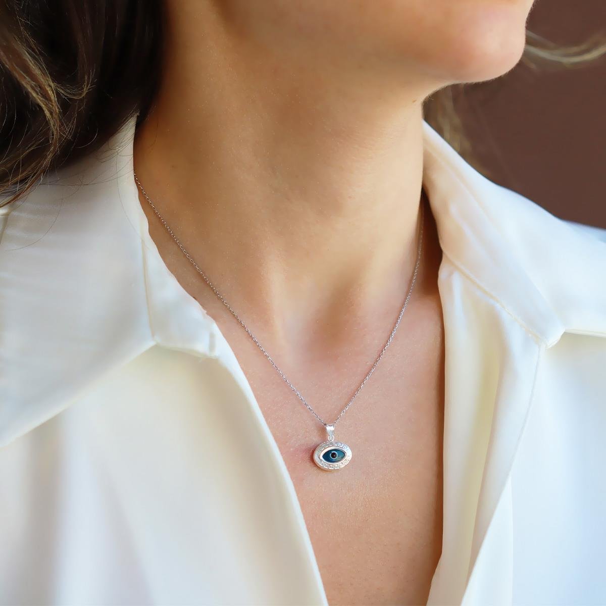 Mekik Camgöz Gümüş Kolye