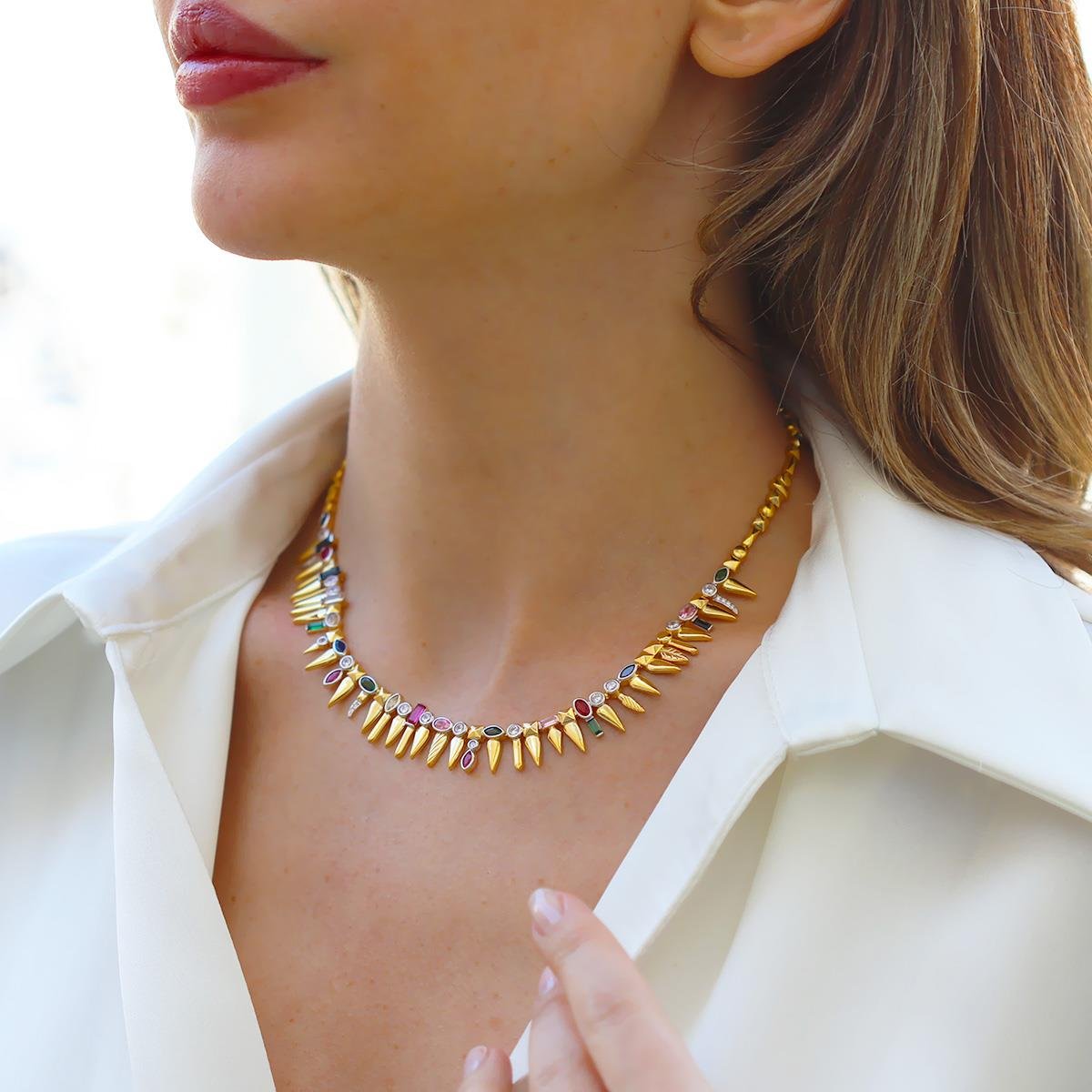 Mekik Konfeti Gold Kaplama Gümüş Kolye