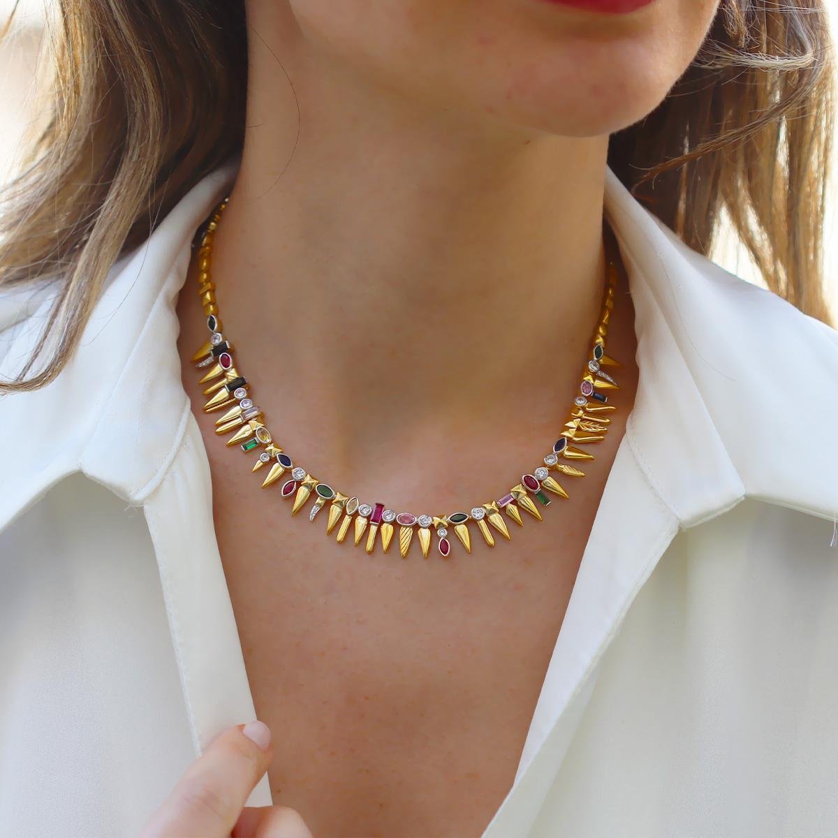 Mekik Konfeti Gold Kaplama Gümüş Kolye