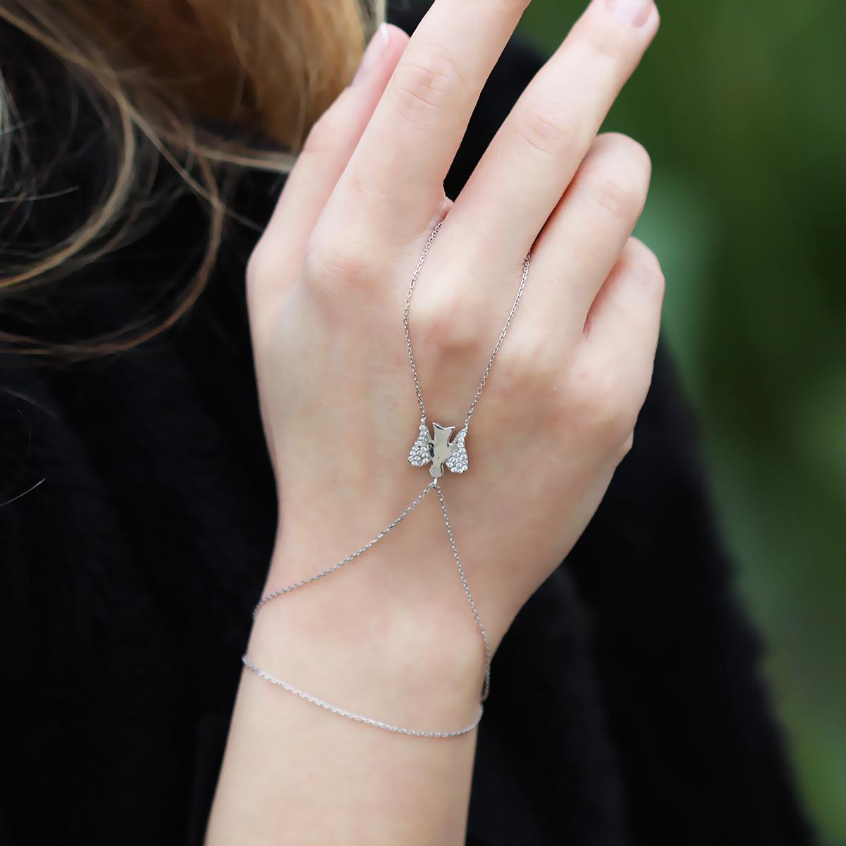 Melek Kanatlı Zirkon Taşlı 925 Ayar Gümüş Şahmeran