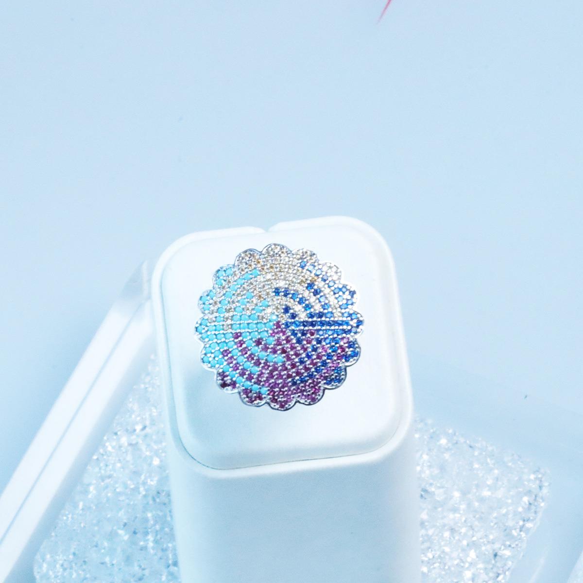 Milliner Renkli Zirkon Taşlı Gümüş Yüzük