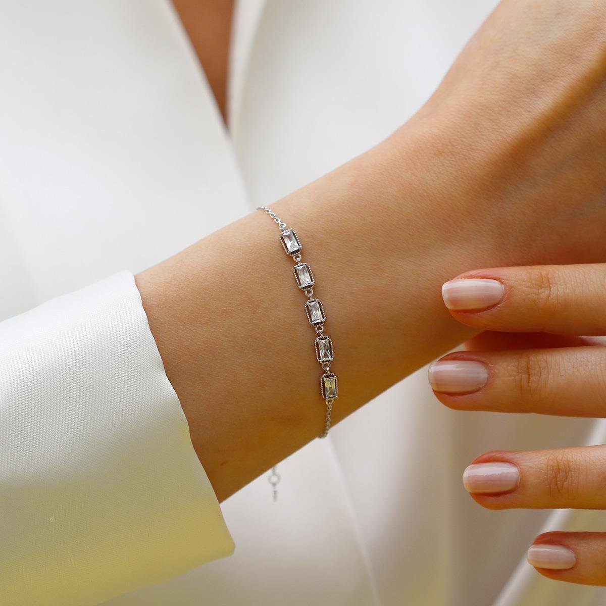 Mini Baget Sıralı Gümüş Bileklik