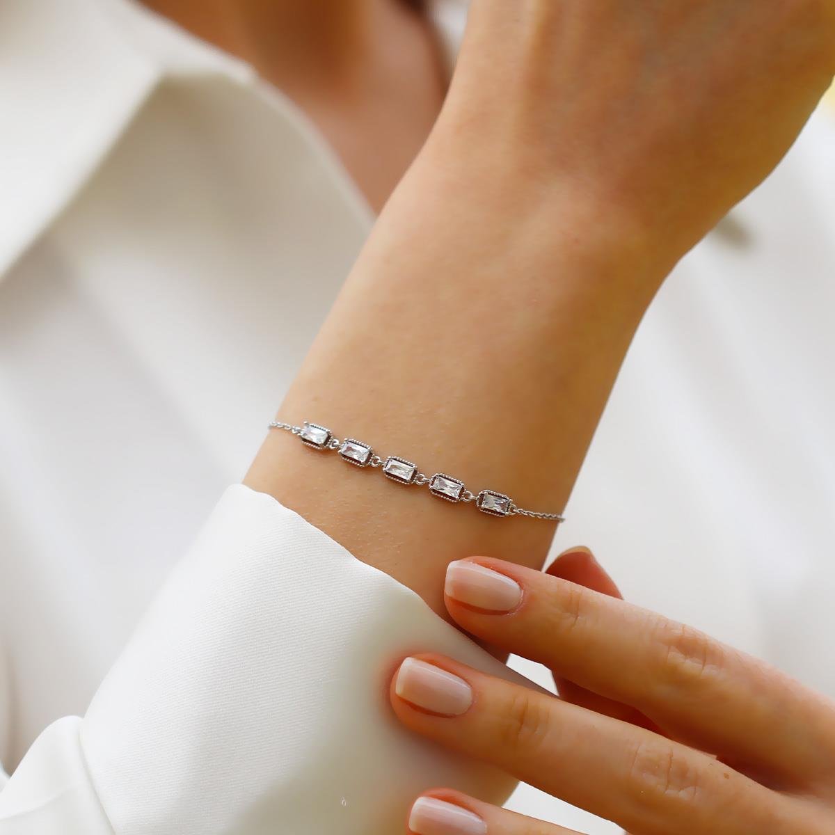 Mini Baget Sıralı Gümüş Bileklik