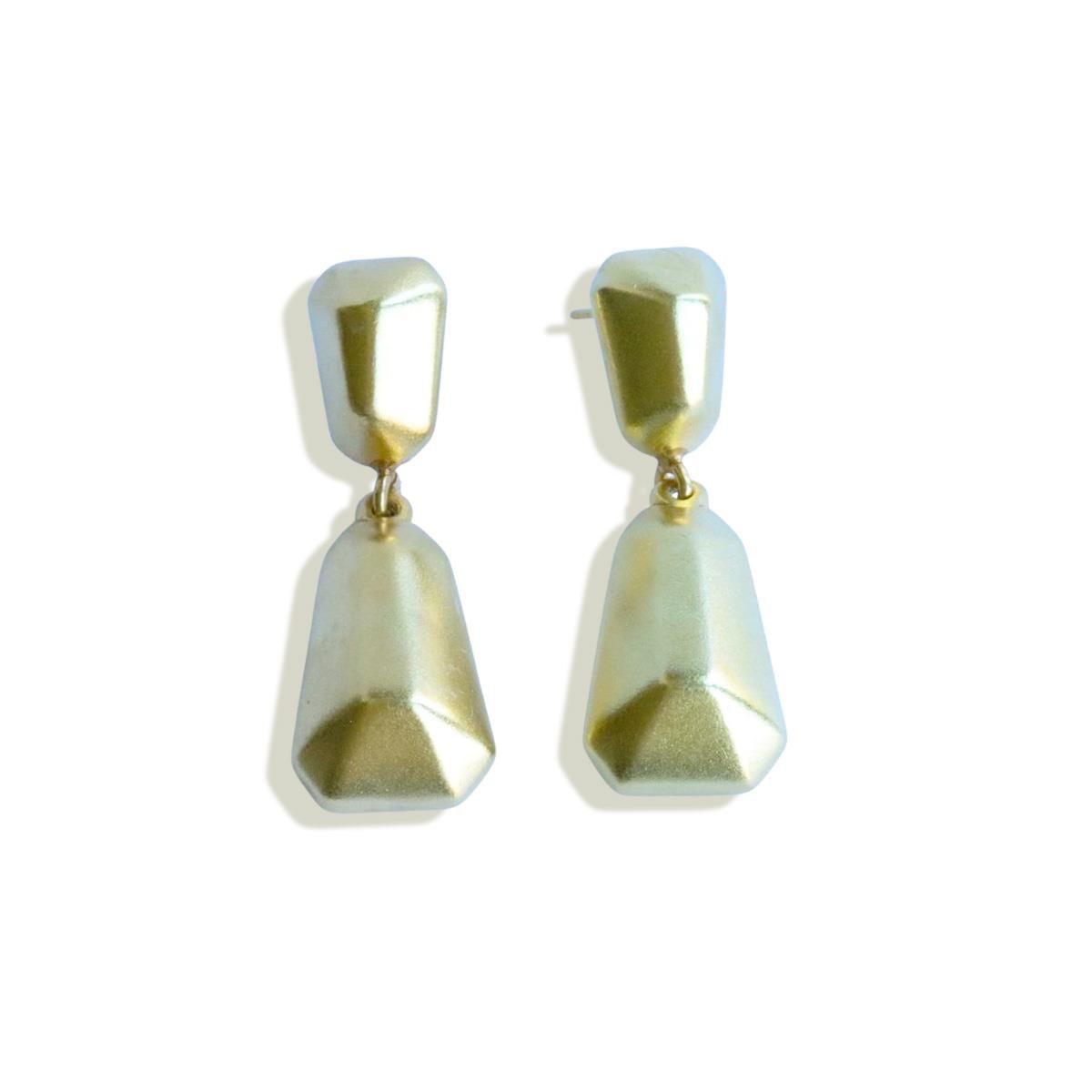 Mozaik Gold Bombeli Gümüş Küpe