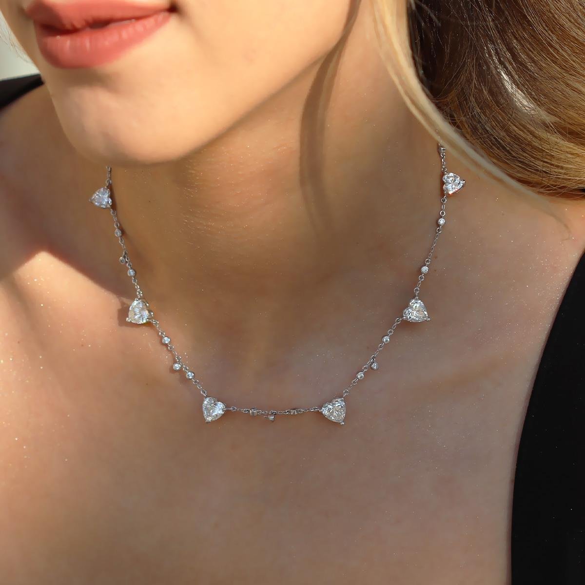 Mozanit Taşlı Kalp Gümüş Kolye