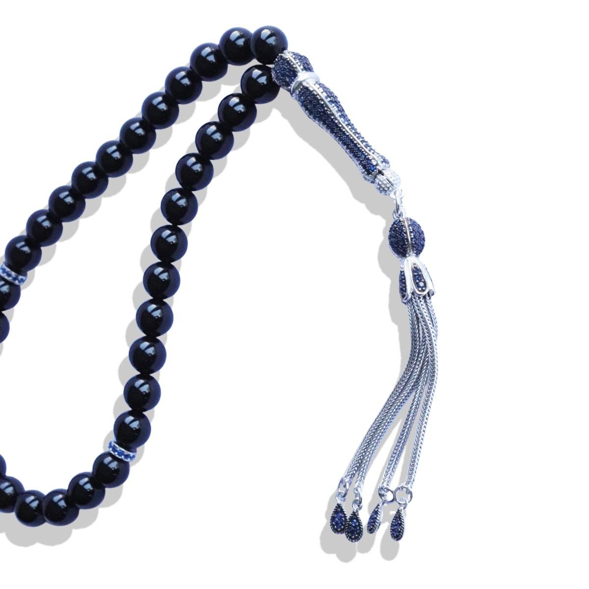 Onix Doğaltaşlı Gold Gümüş Tesbih