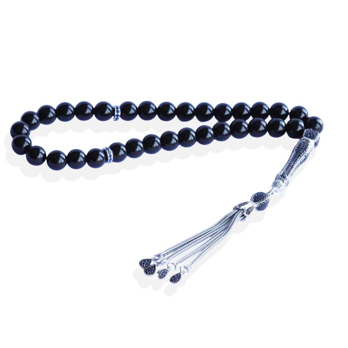 Onix Doğaltaşlı Gold Gümüş Tesbih