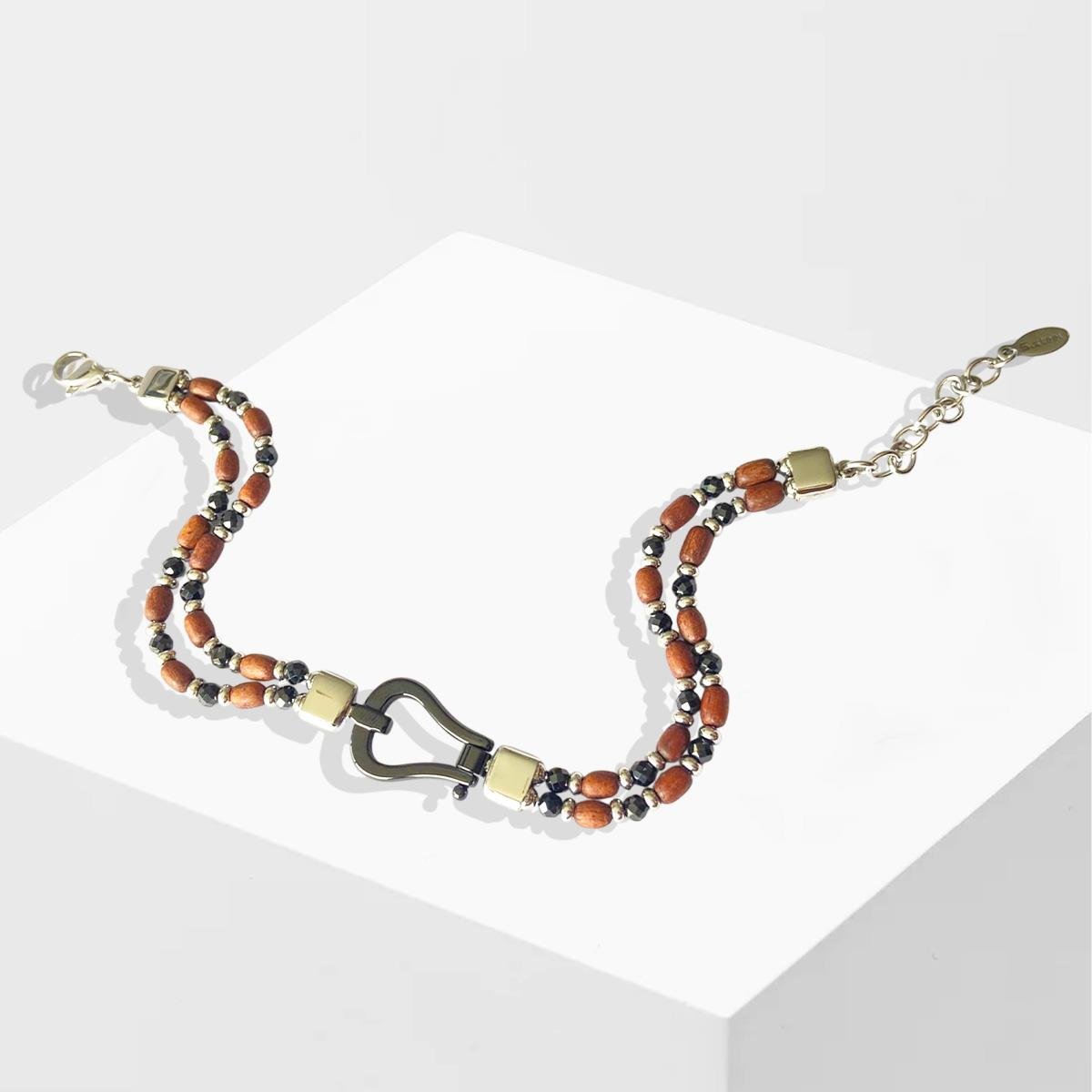 Onix Taşlı Kahverengi Çelik Erkek Bileklik