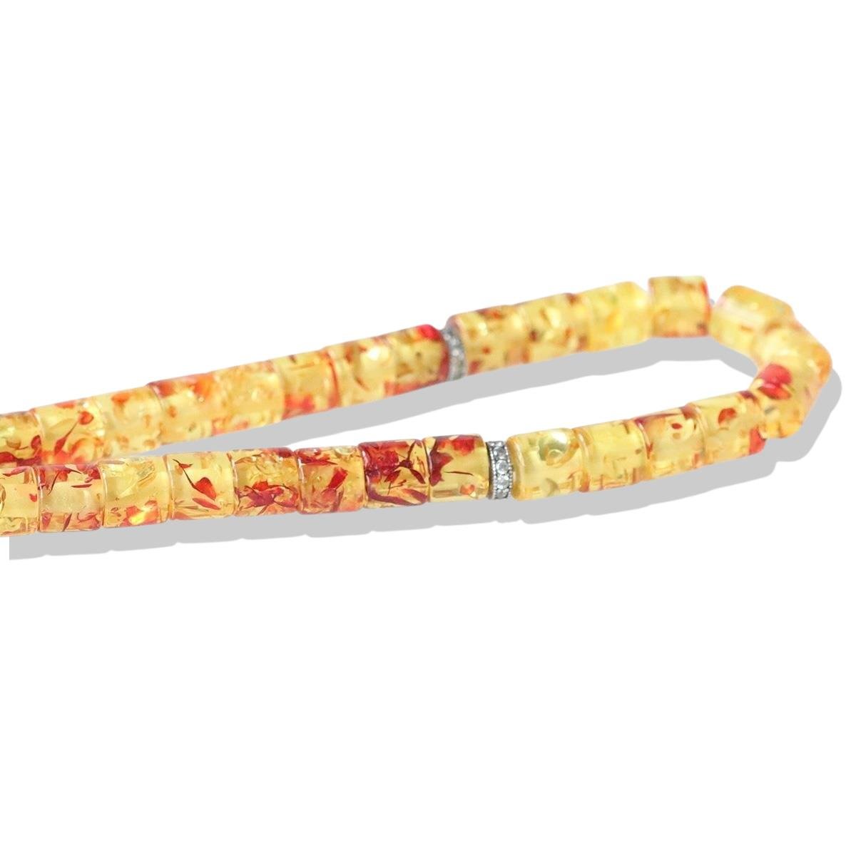 Osmanlı Armalı Gümüş Püsküllü Kapsül Kesim Kehribar Tesbih