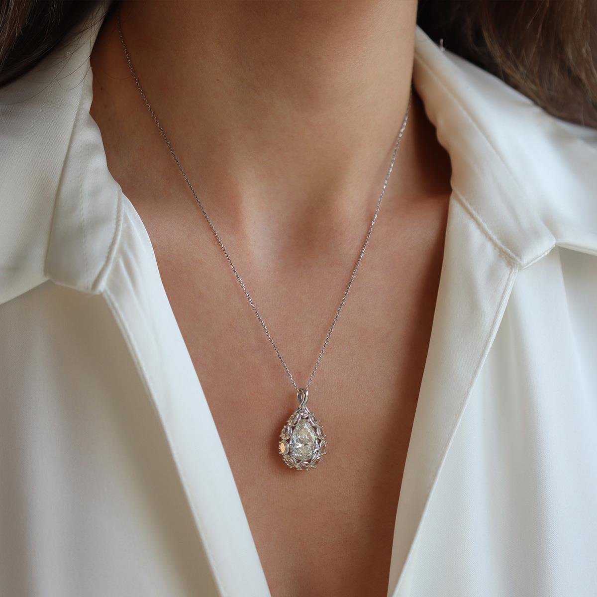 Pear Taşlı Sky Diamond Gümüş Kolye