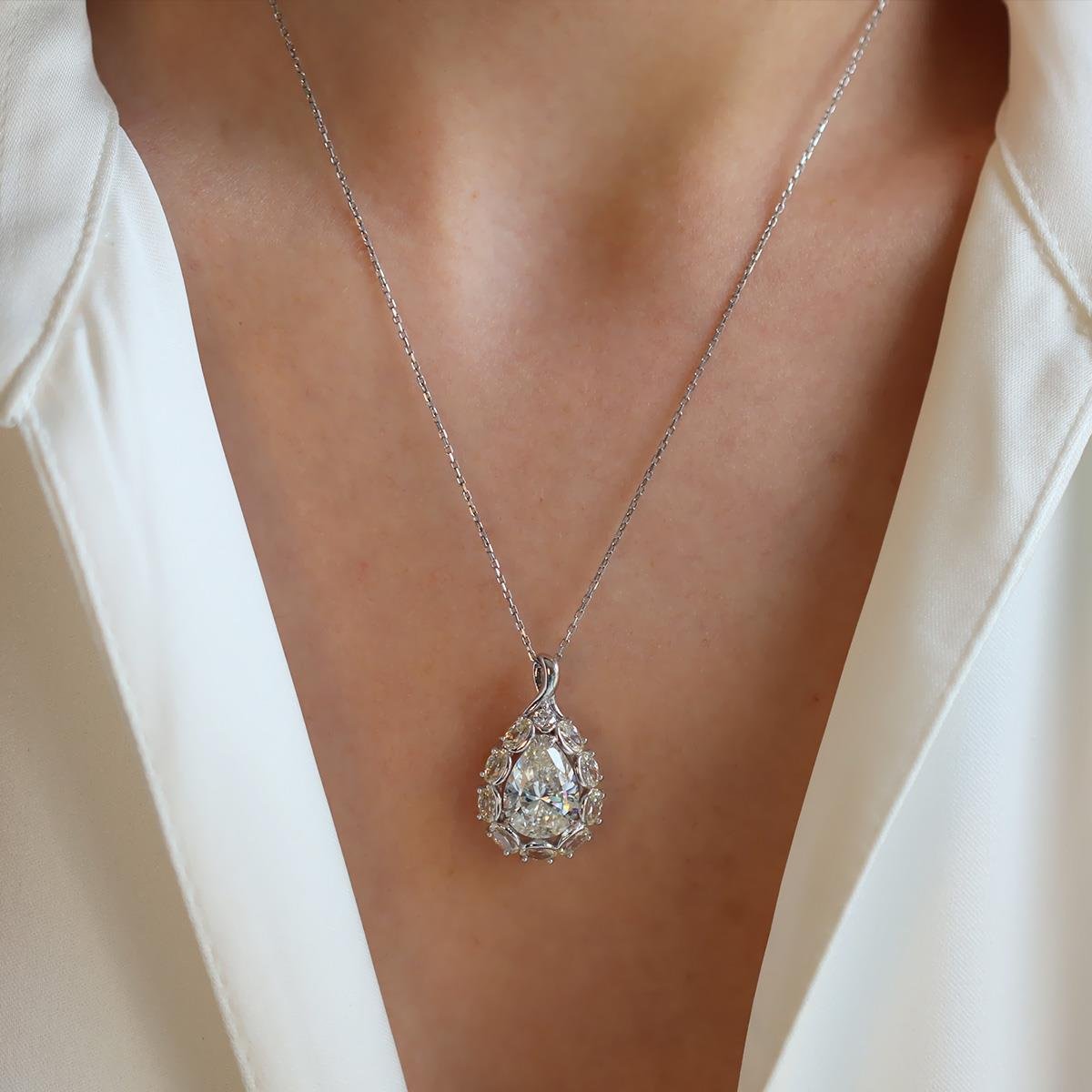 Pear Taşlı Sky Diamond Gümüş Kolye