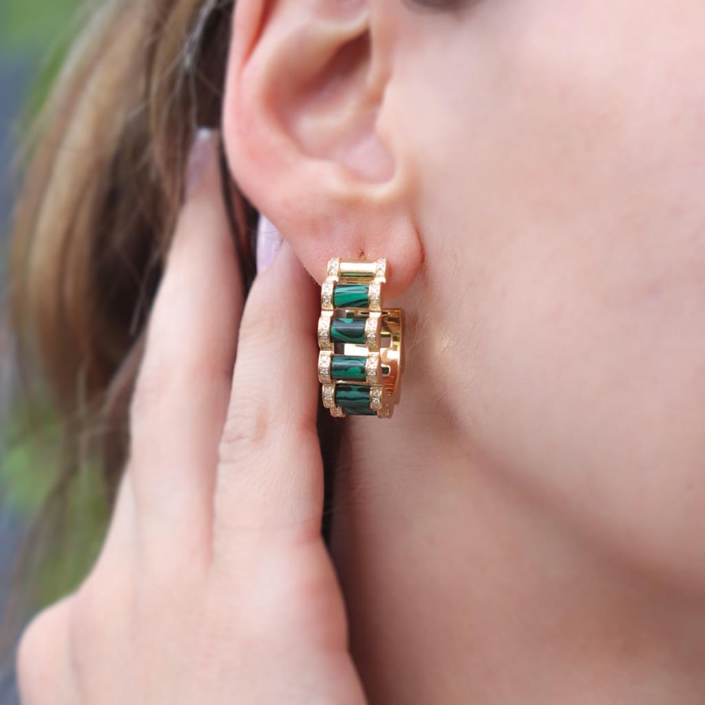 Peridot Taşlı Gold Kaplama Küpe