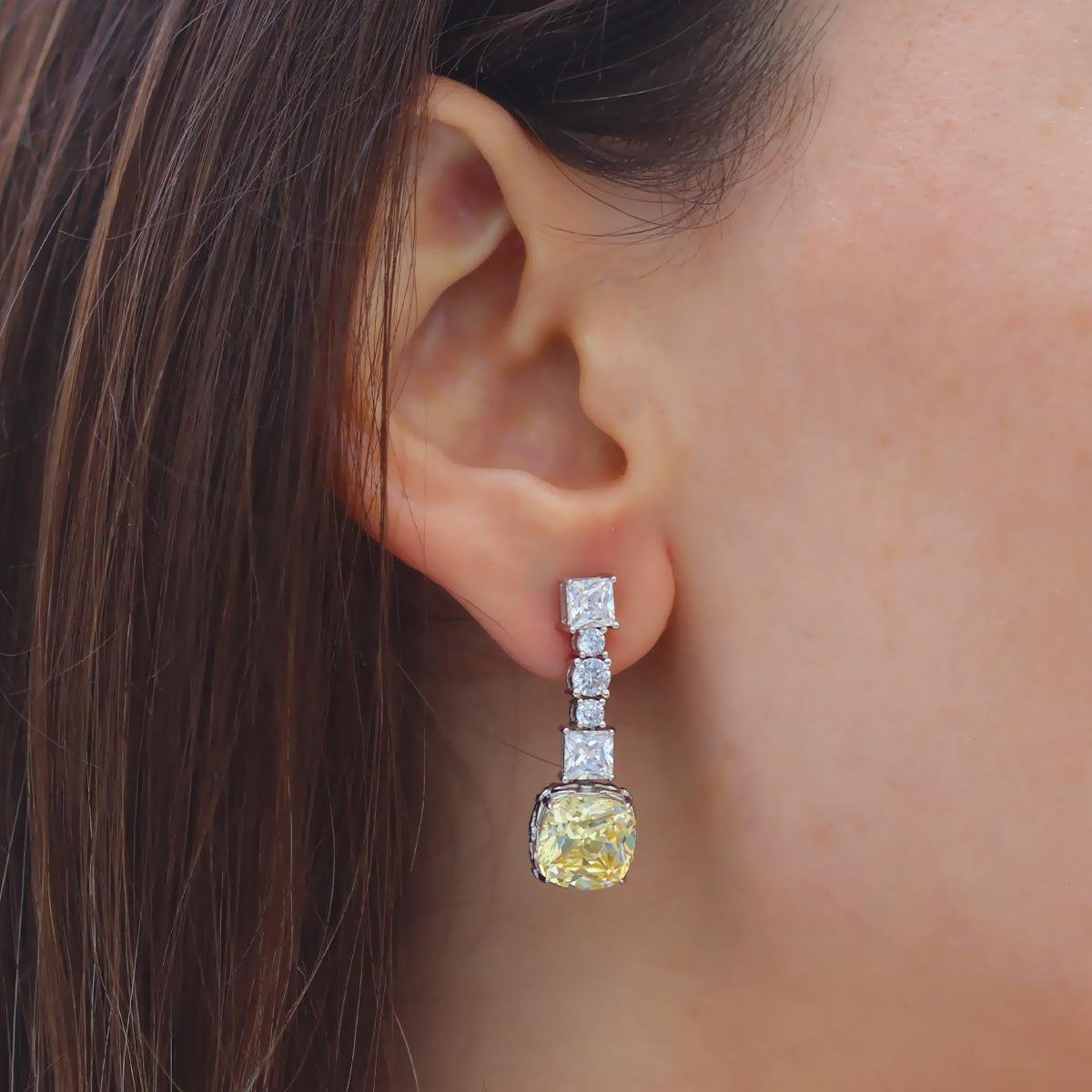 Radiant Sitrin Taşlı Gümüş Küpe