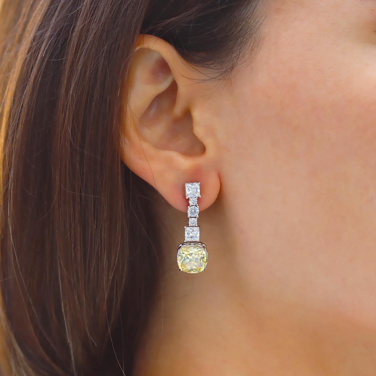 Radiant Sitrin Taşlı Gümüş Küpe