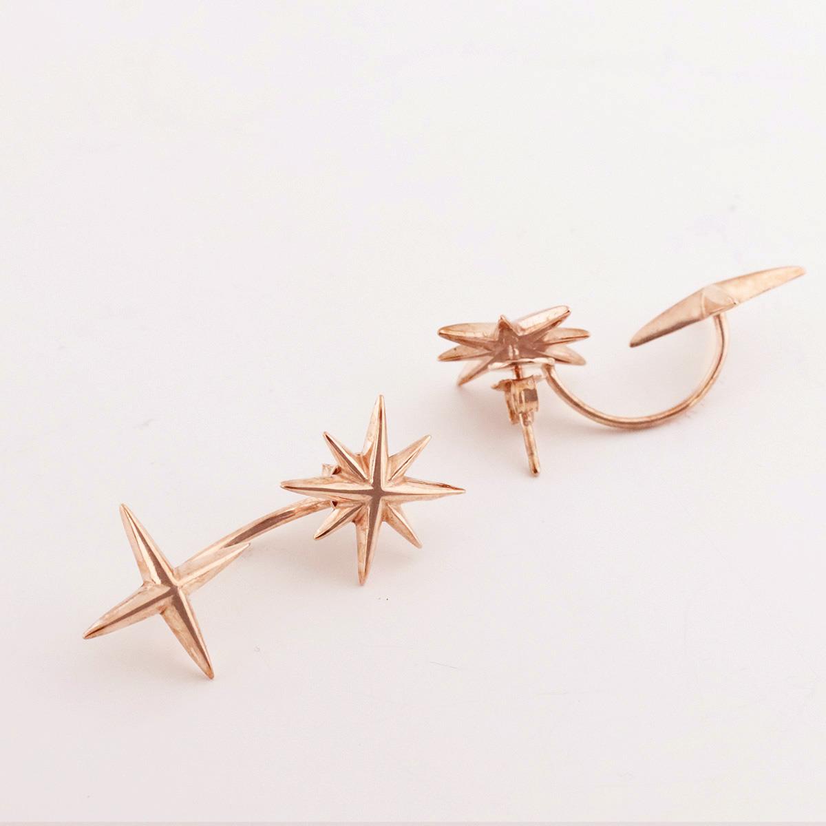 Rose Gold Kaplama Lodestar Gümüş Küpe