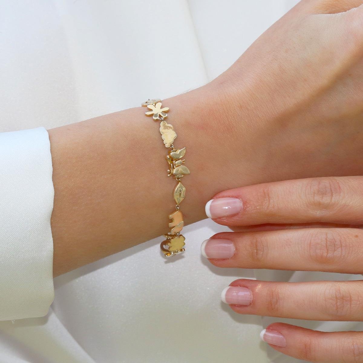 Şans Figürlü Gold Gümüş Bileklik