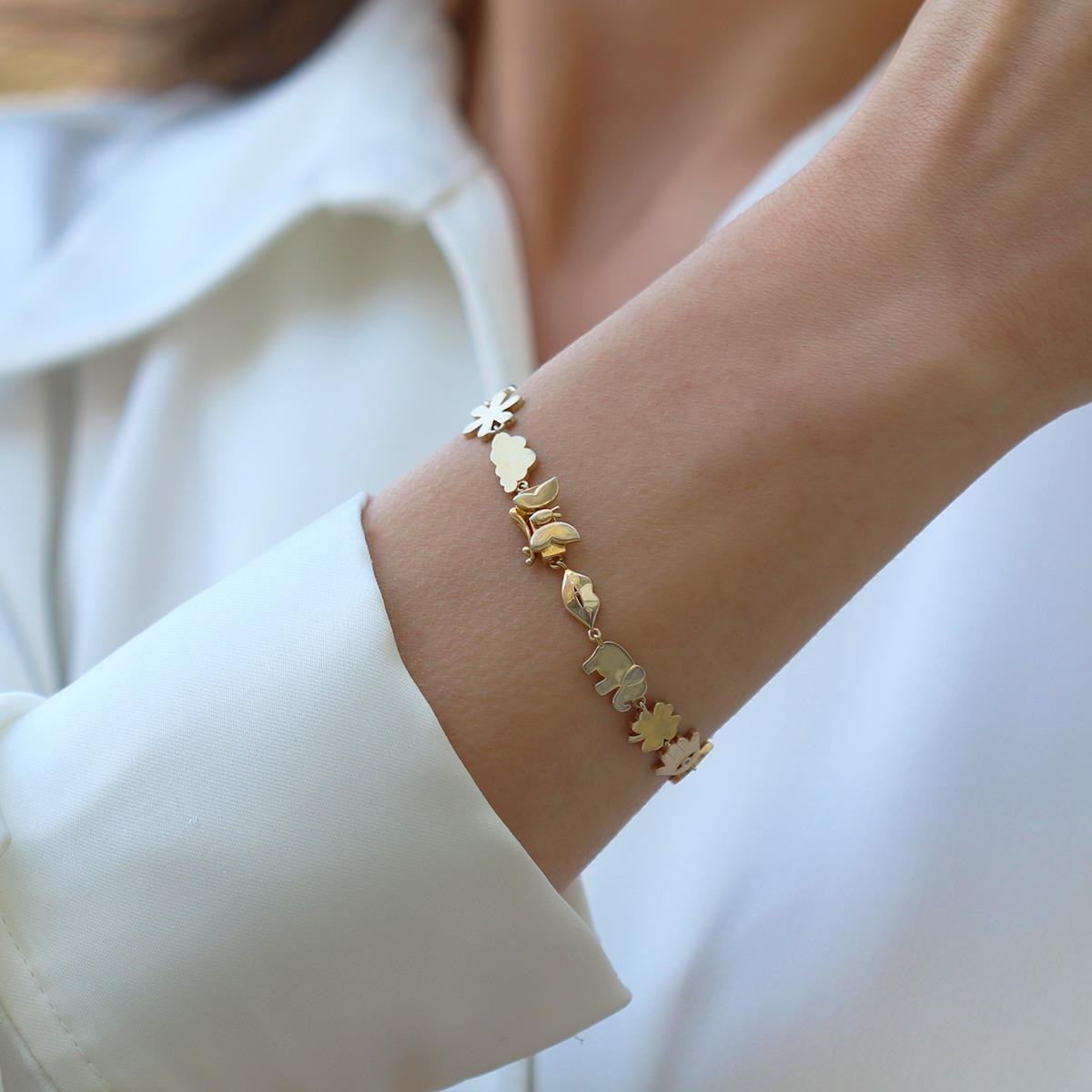 Şans Figürlü Gold Gümüş Bileklik