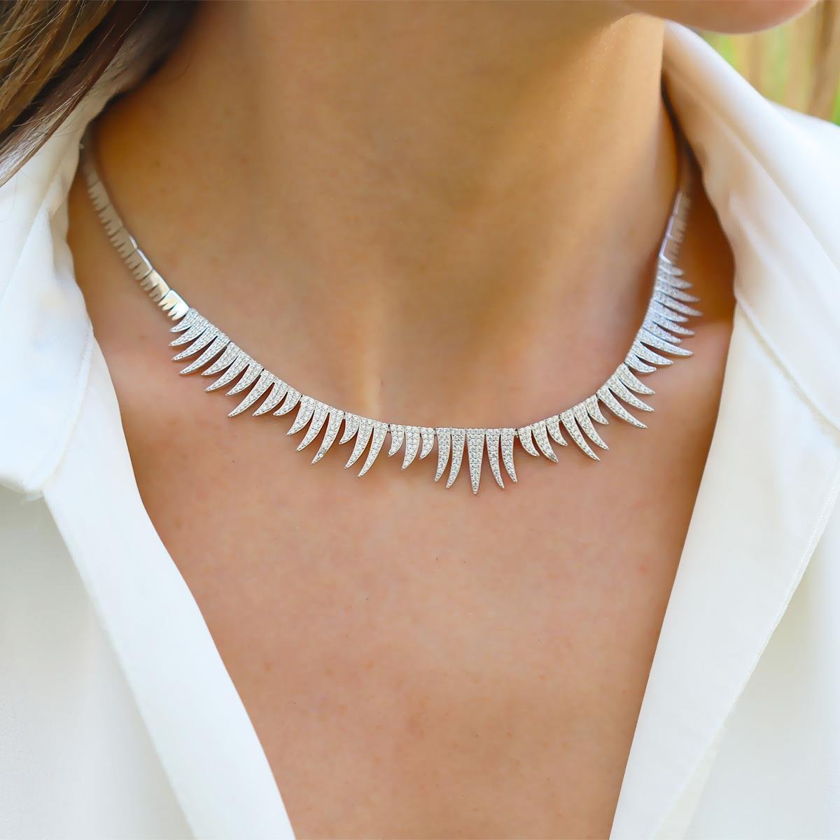 Sarkıt Zirkon Taşlı Gümüş Trend Kolye