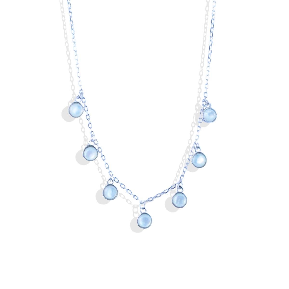 Sedef Taşlı Pul Trend Gümüş Kolye