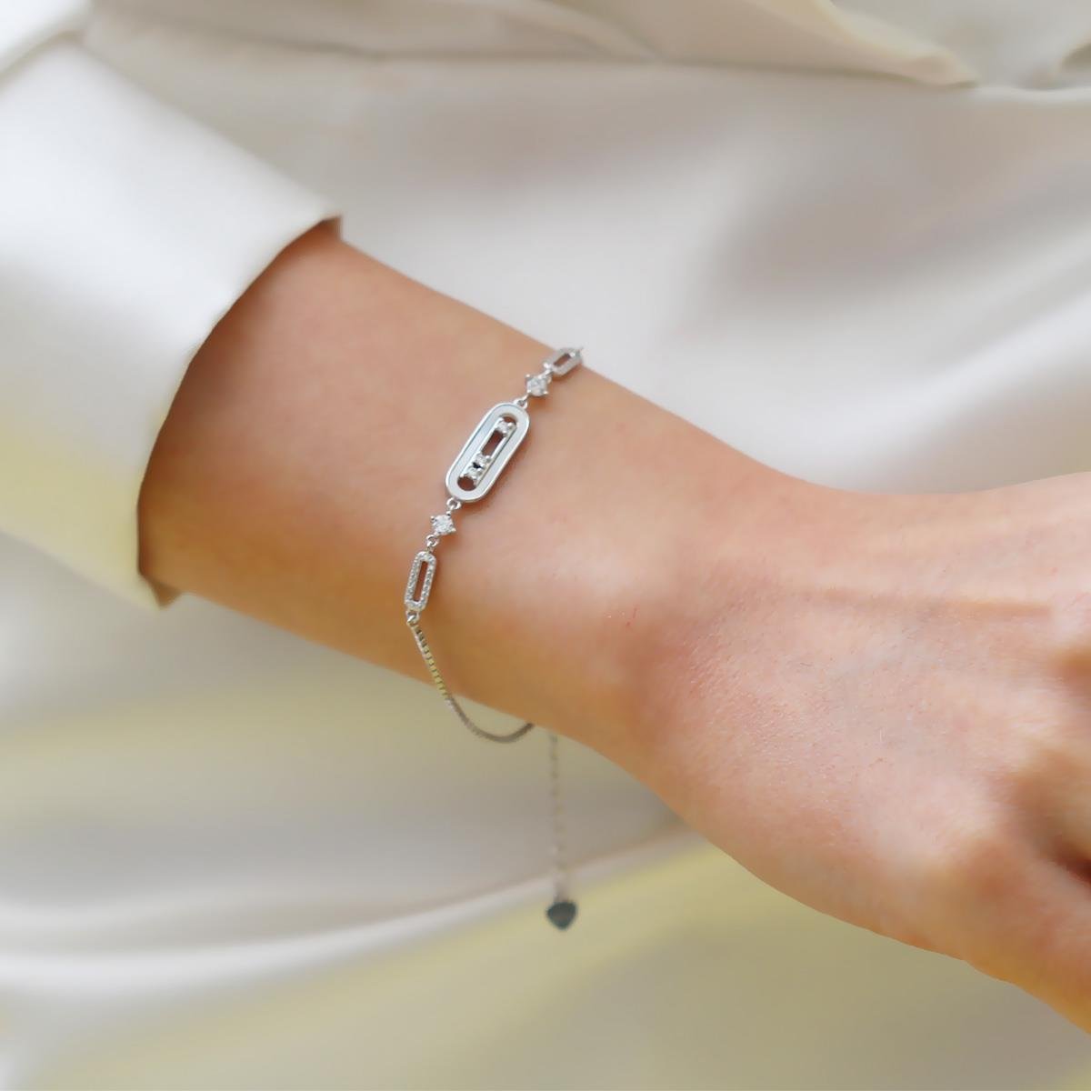 Sedefli Msska Modeli Gümüş Bileklik