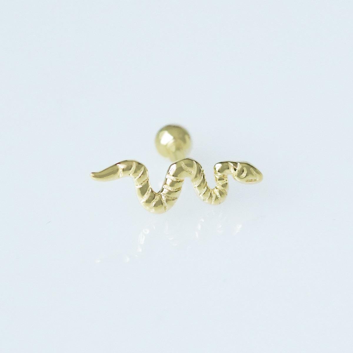 Serpent Modeli Gold Kaplama Gümüş Tragus