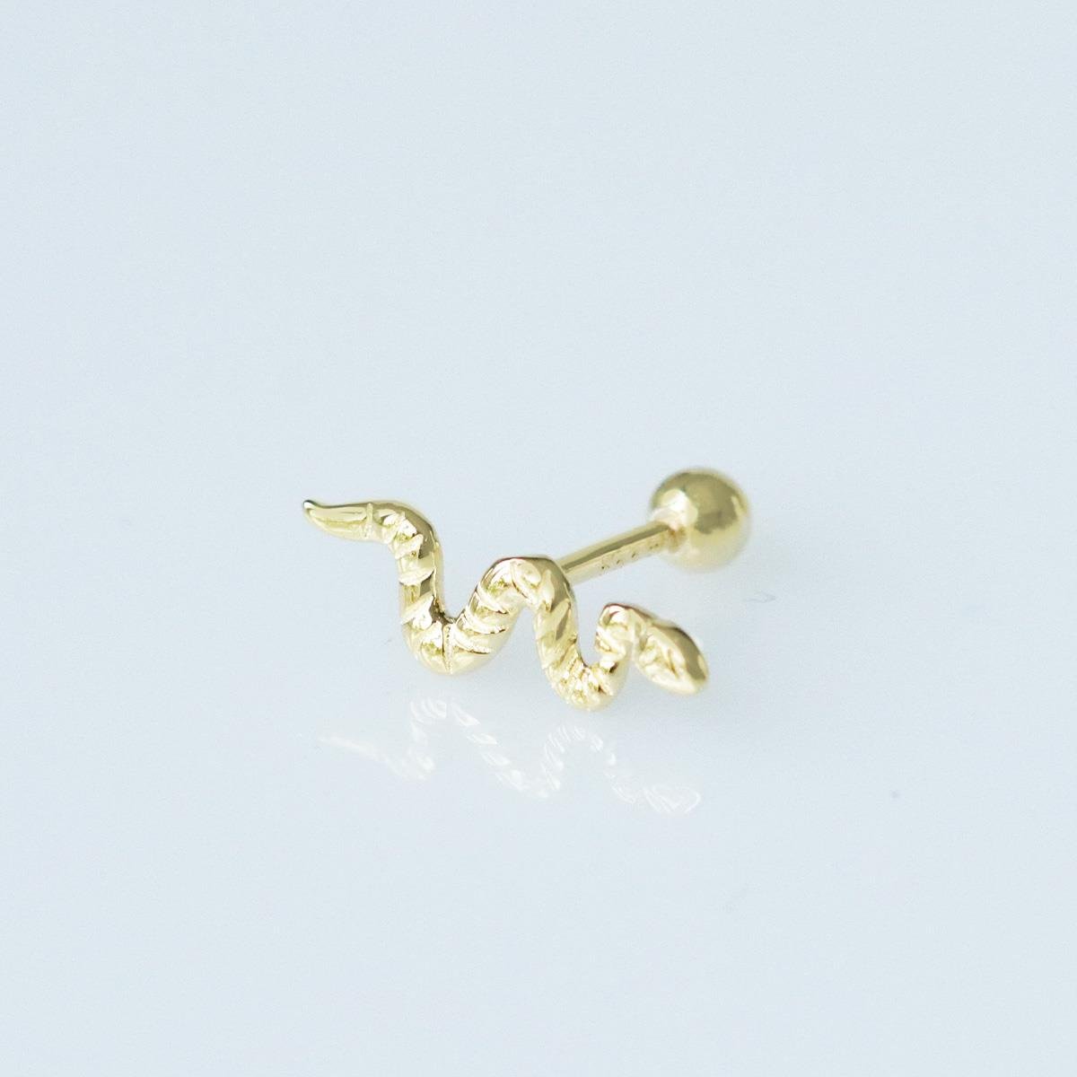Serpent Modeli Gold Kaplama Gümüş Tragus