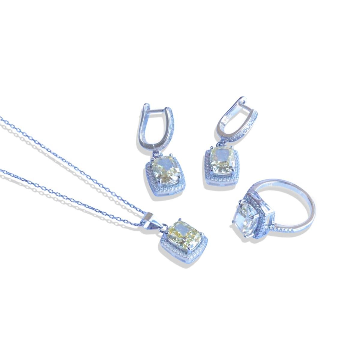 Sitrin Icecut Taşlı Gümüş Set