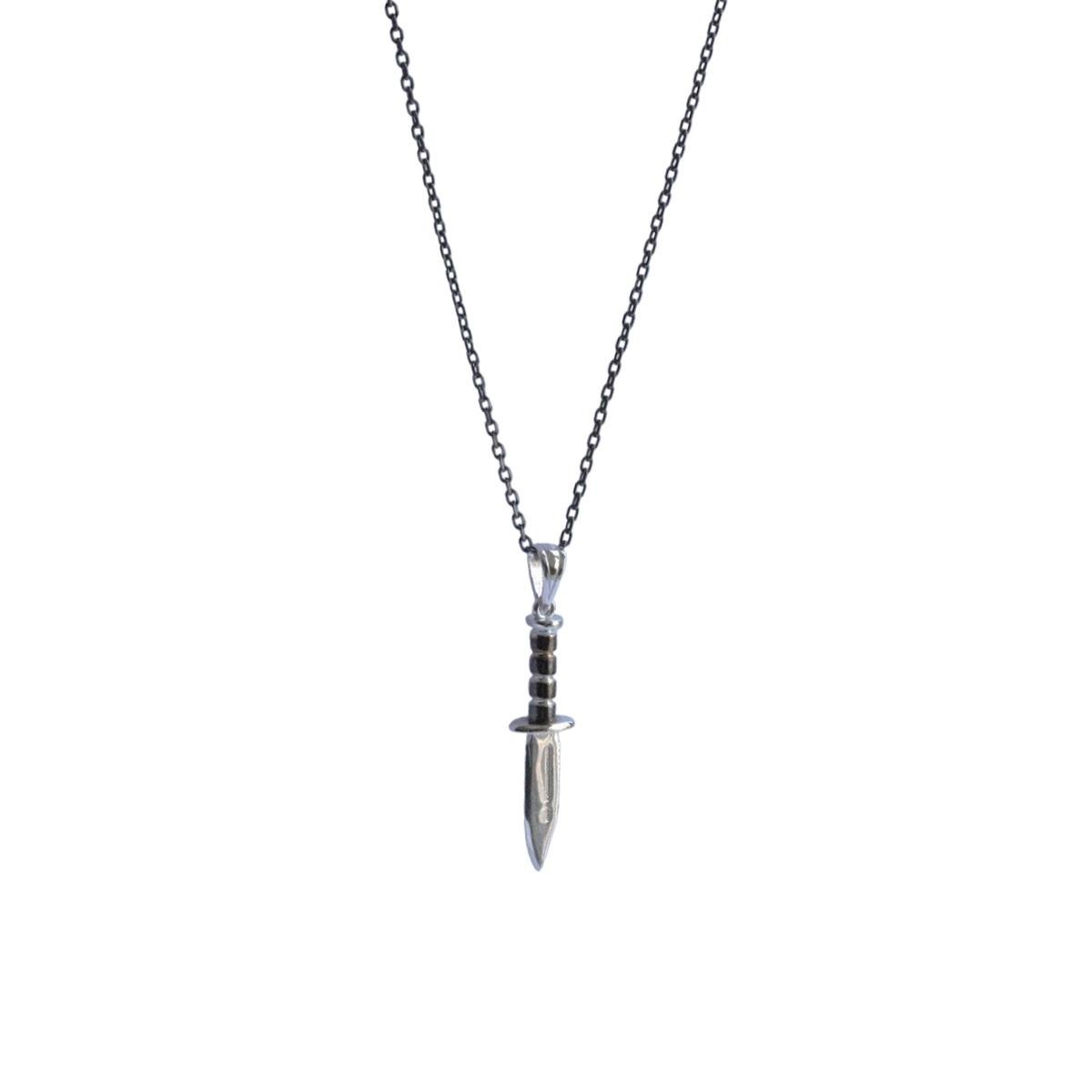 Siyah Rodyım Kaplama Figürlü Gümüş Erkek Kolye