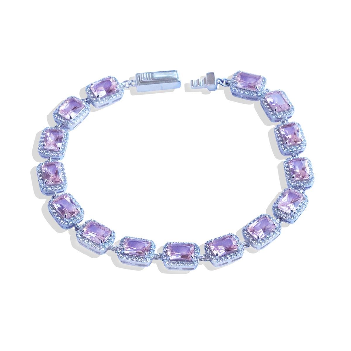 Sky Red Collection Baget Pembe Taşlı Gümüş Bileklik