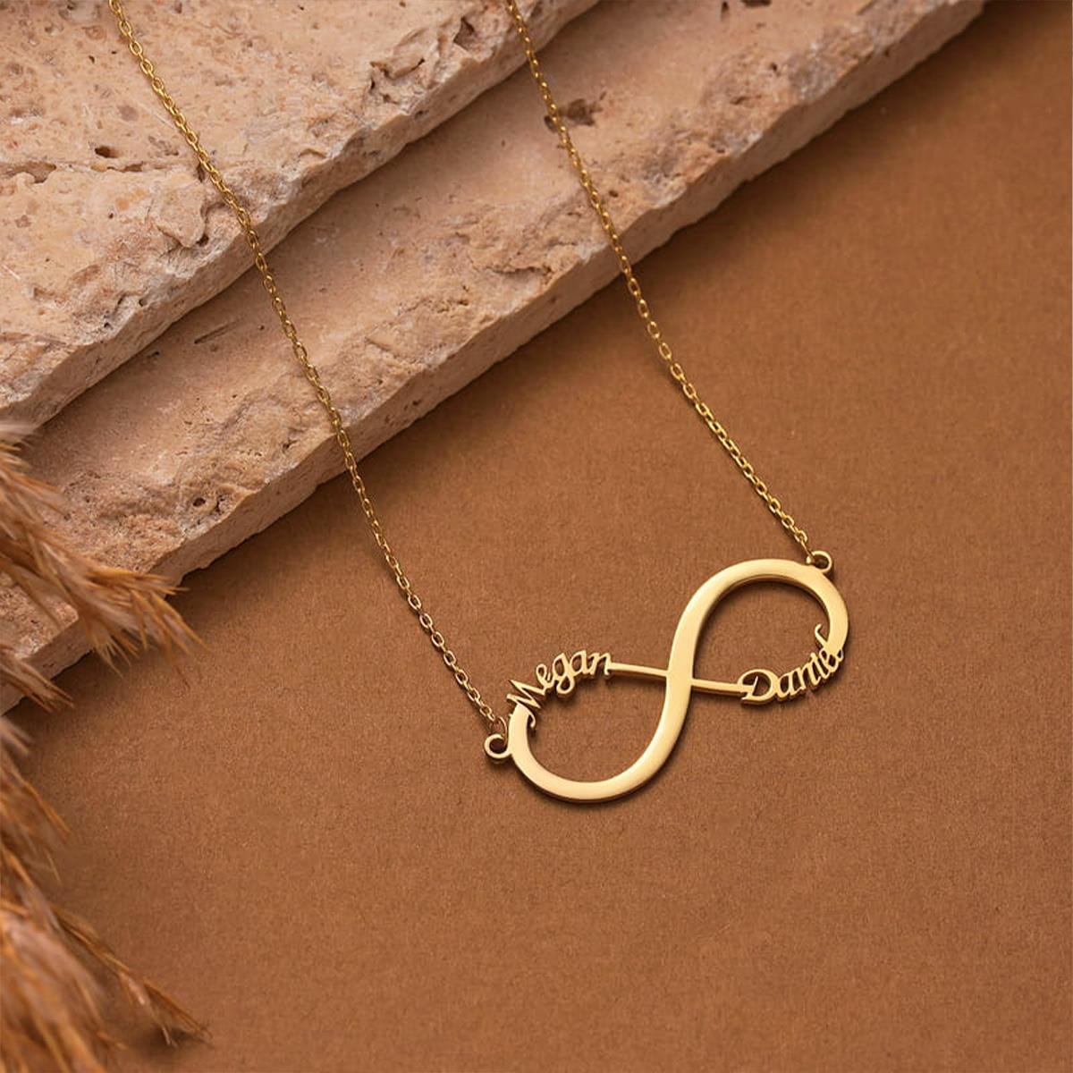 Sonsuzluk İkili İsim Kişi Özel Gümüş Kolye 