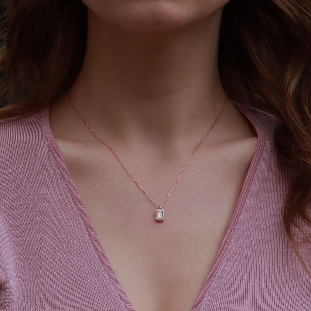 Starlıght Dıamond Baget Mini Pırlanta Montür Rose Gold Kaplama Gümüş Set