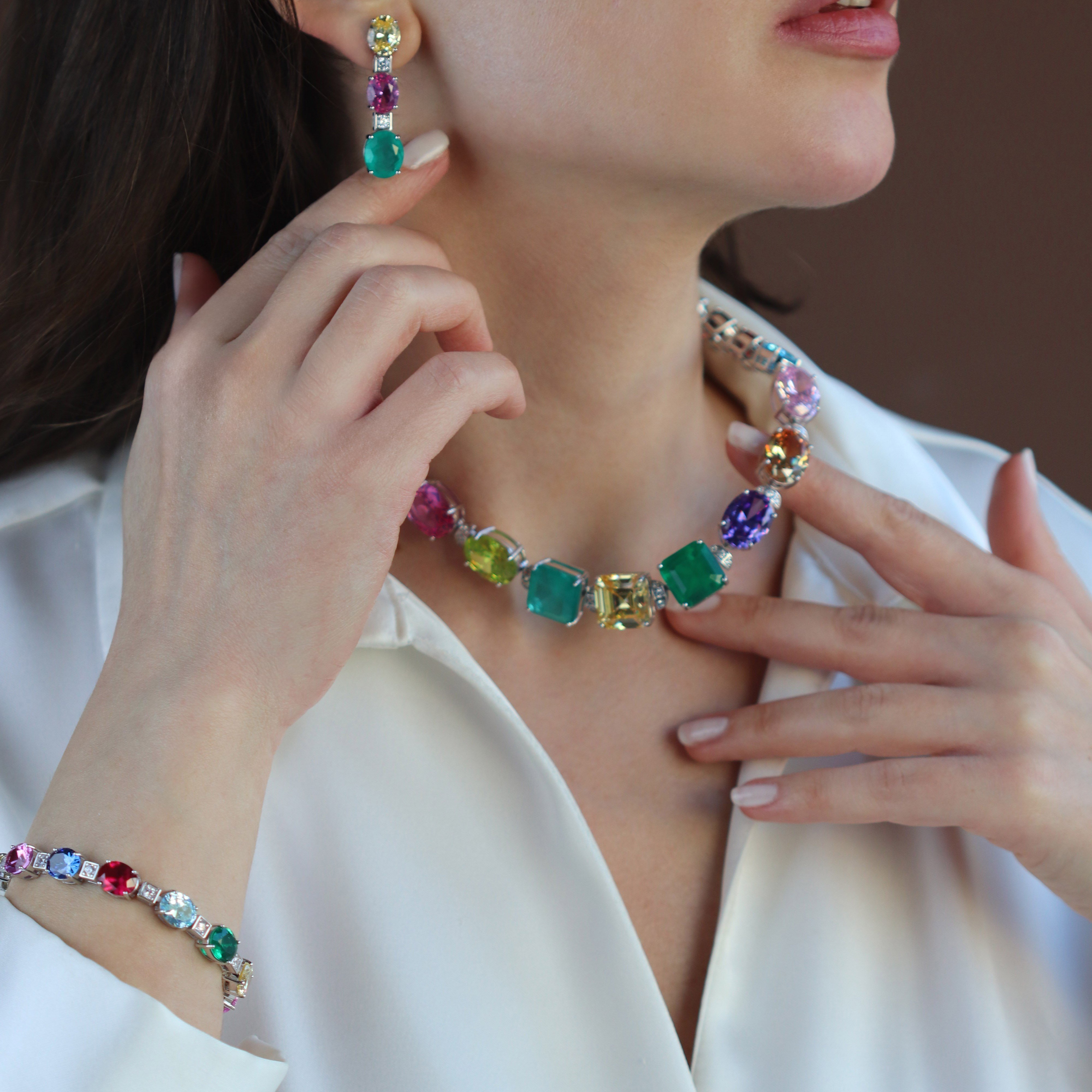 Swarovski Cubic Taşlı Gümüş Gerdanlık