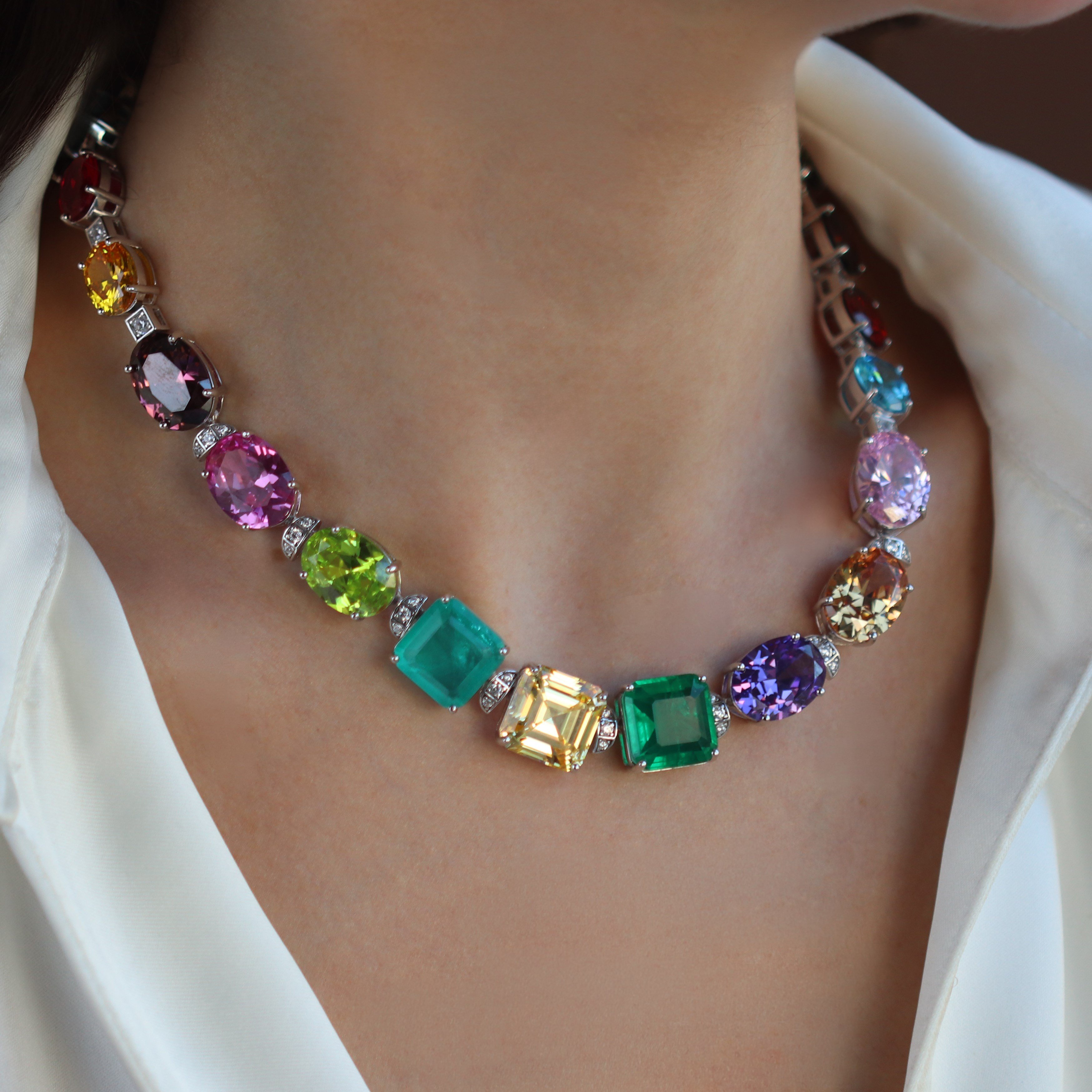 Swarovski Cubic Taşlı Gümüş Gerdanlık