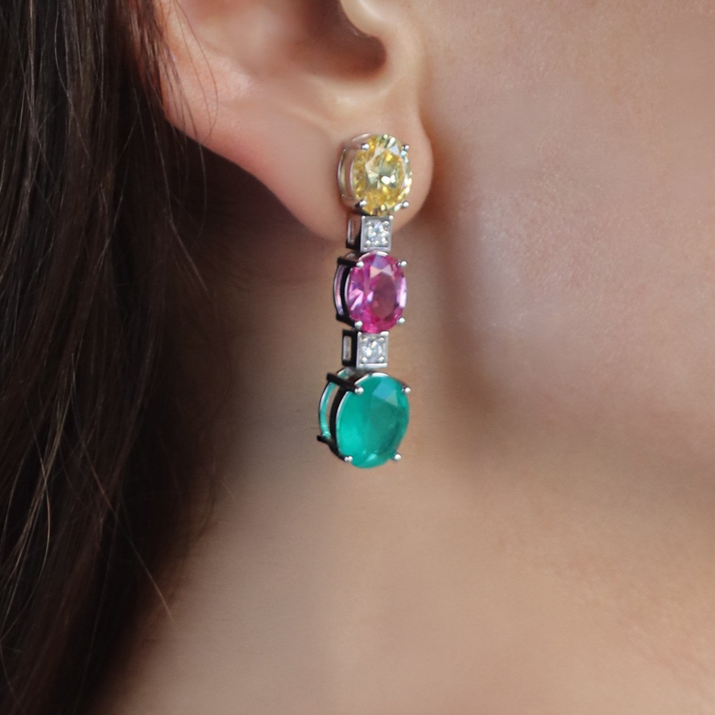 Swarovski Cubic Taşlı Gümüş Küpe
