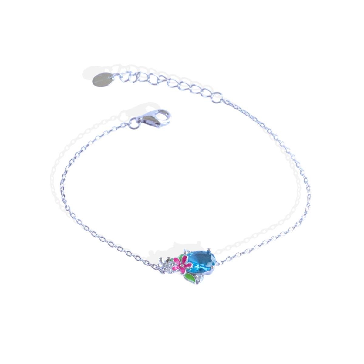 Tanzanit Taşlı Çiçekli Gümüş Bileklik