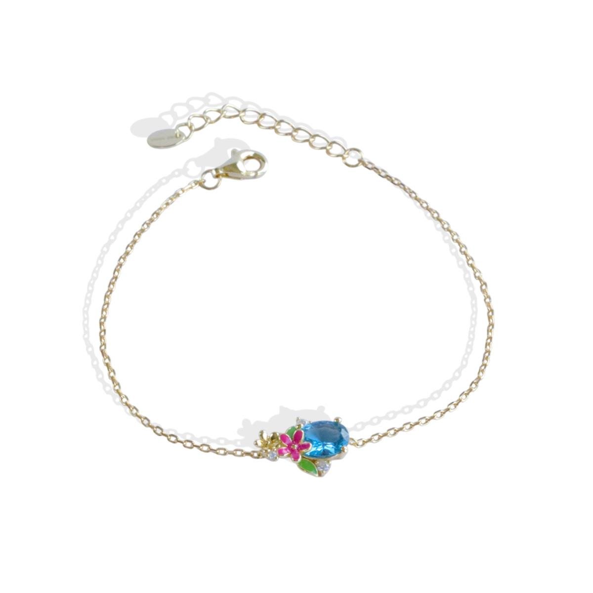 Tanzanit Taşlı Çiçekli Gümüş Bileklik