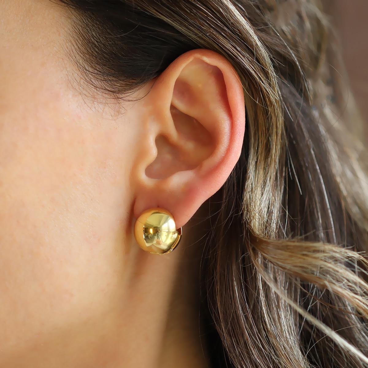 Top Bombeli Gümüş Küpe